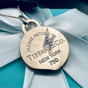 RARE Return to Tiffany & Co. 18K Rose Gold Diamond Lighting Bolt Charm Necklace